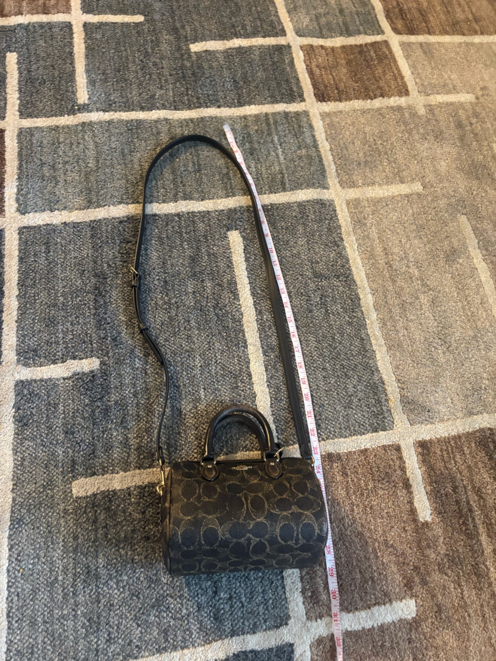 Coach Black Signature Canvas Crossbody with Leather Trim